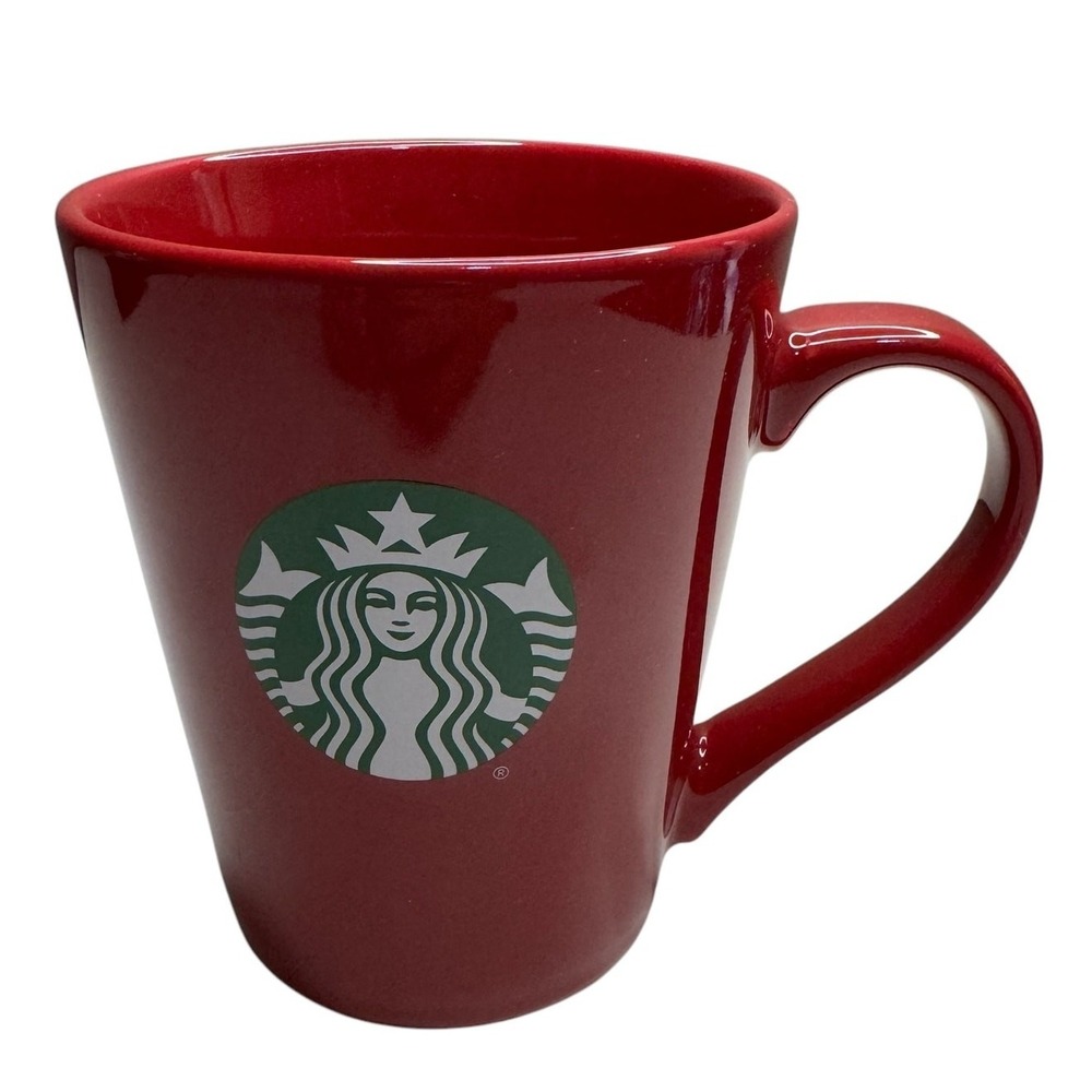 Starbucks Red Ceramic Mug 12 oz Coffee Tea‎ Cup Starbucks Logo